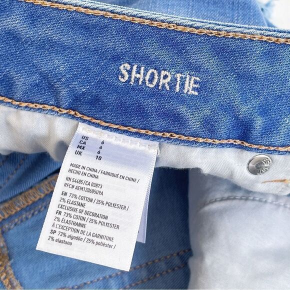 American Eagle Outfitters High Rise Super Stretch Shortie Cut Off Jean Shorts 6 - Picture 4 of 6